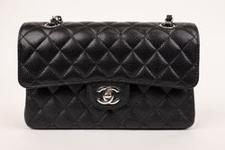Chanel Black Classic Caviar Small Double Flap Handbag