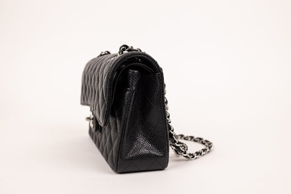 Chanel Black Classic Caviar Small Double Flap Handbag