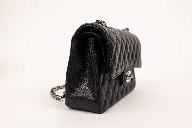 Chanel Black Classic Caviar Small Double Flap Handbag