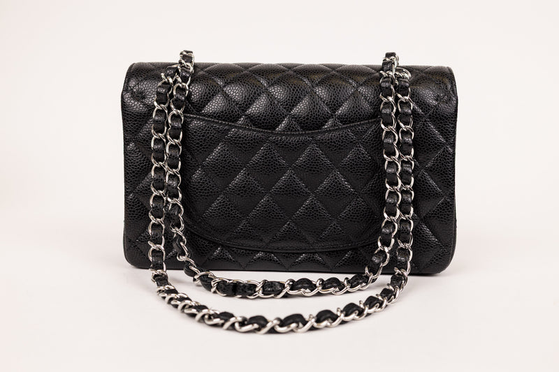 Chanel Black Classic Caviar Small Double Flap Handbag