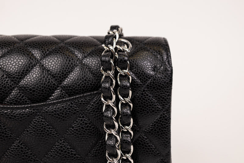 Chanel Black Classic Caviar Small Double Flap Handbag