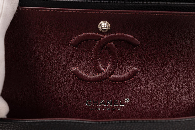 Chanel Black Classic Caviar Small Double Flap Handbag