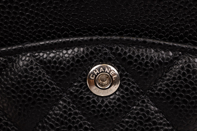 Chanel Black Classic Caviar Small Double Flap Handbag