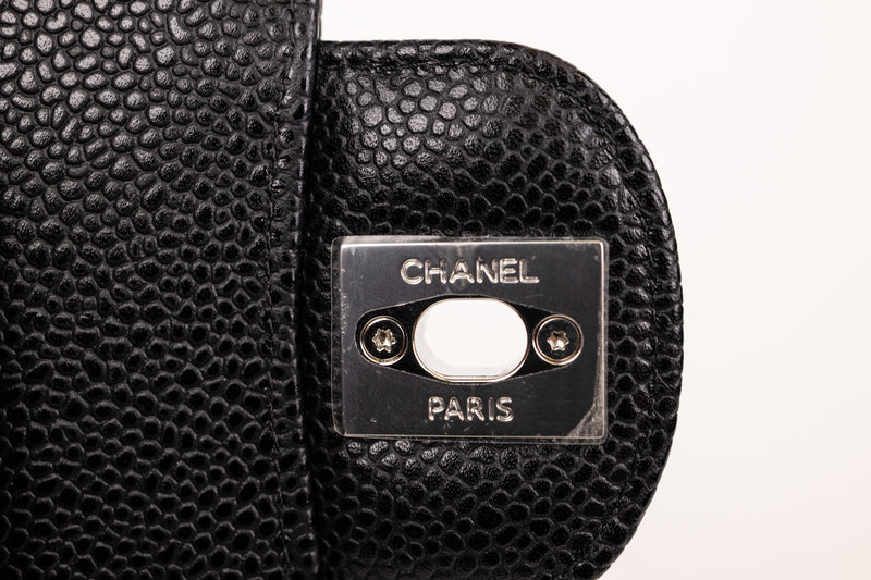 Chanel Black Classic Caviar Small Double Flap Handbag