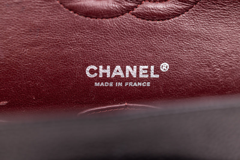 Chanel Black Caviar Leather Quitled Classic Double Flap Medium Handbag SHW