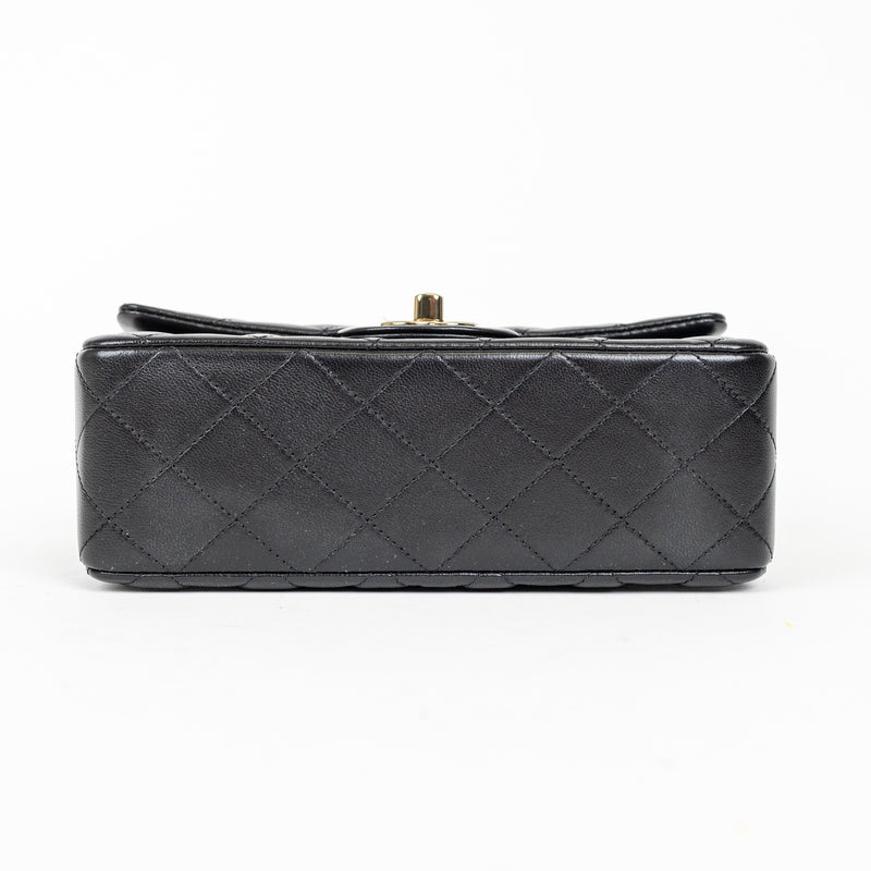 Chanel Black Lambskin Classic Single Flap Rectangular Mini Bag GHW