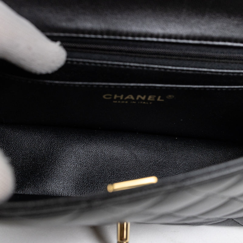 Chanel Black Lambskin Classic Single Flap Rectangular Mini Bag GHW
