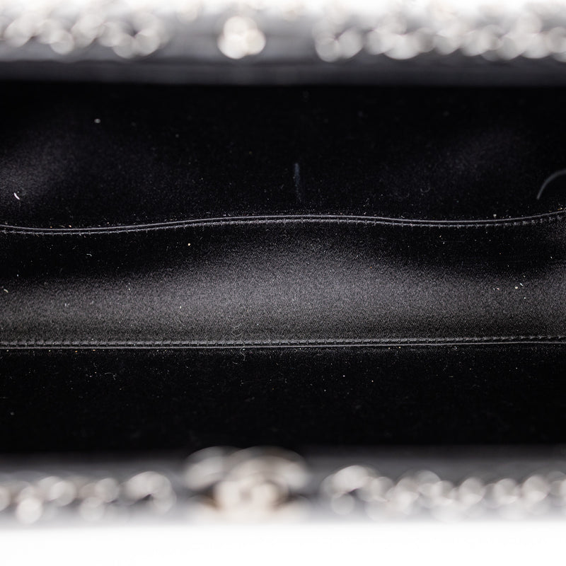 Chanel Black Lambskin Fringe Chain Clutch with Silver Hardware