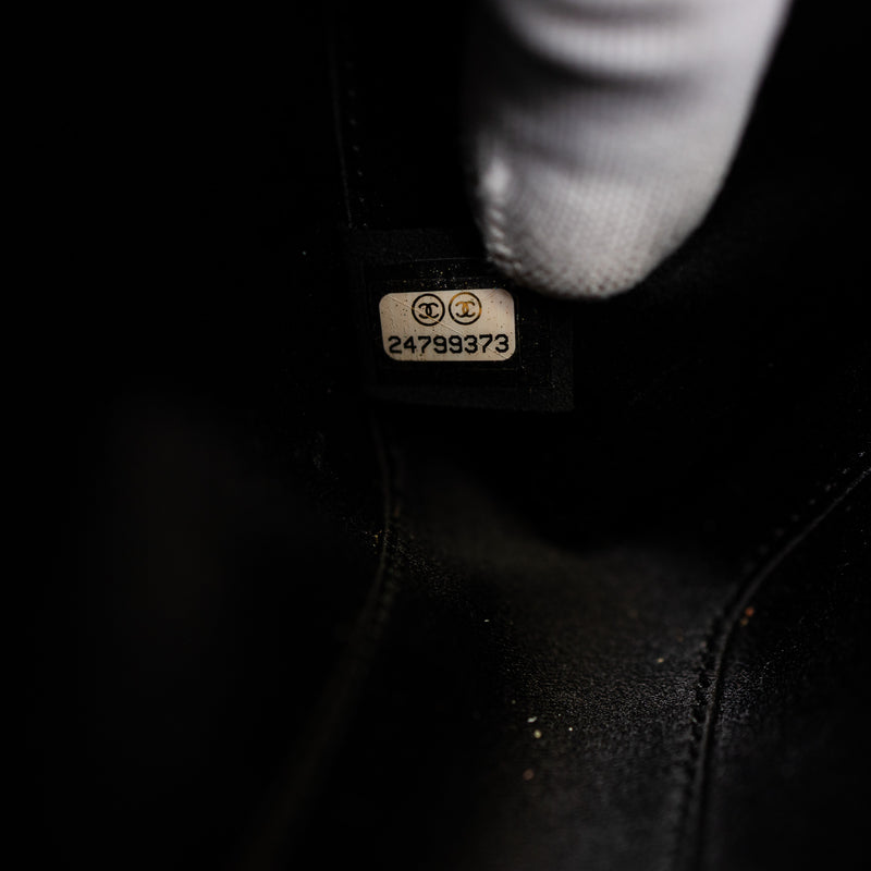 Chanel Black Lambskin Fringe Chain Clutch with Silver Hardware