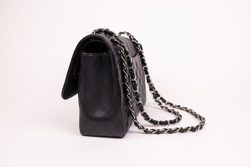 Chanel Black Caviar Quilted Jumbo Double Flap Bag