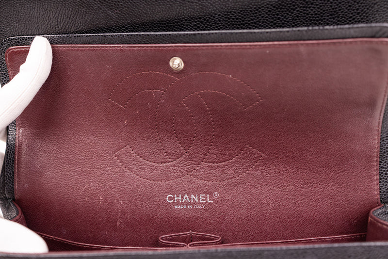Chanel Black Caviar Quilted Jumbo Double Flap Bag