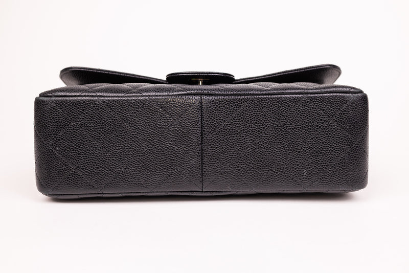 Chanel Black Caviar Quilted Jumbo Double Flap Bag