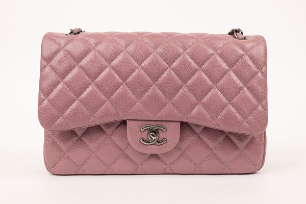 Chanel Jumbo Caviar Purple Double Flap Bag