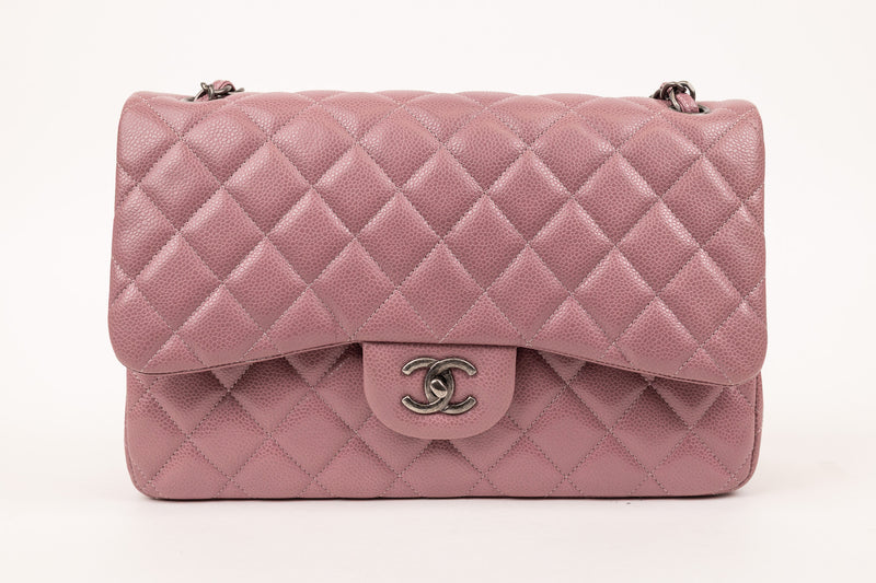 Chanel Jumbo Caviar Purple Double Flap Bag