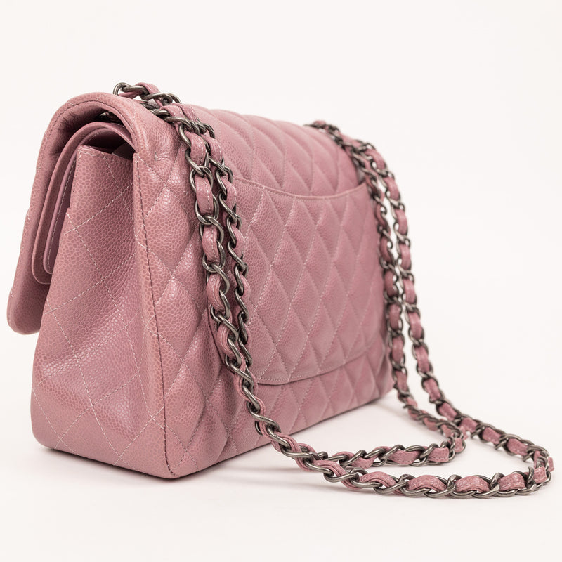 Chanel Jumbo Caviar Purple Double Flap Bag