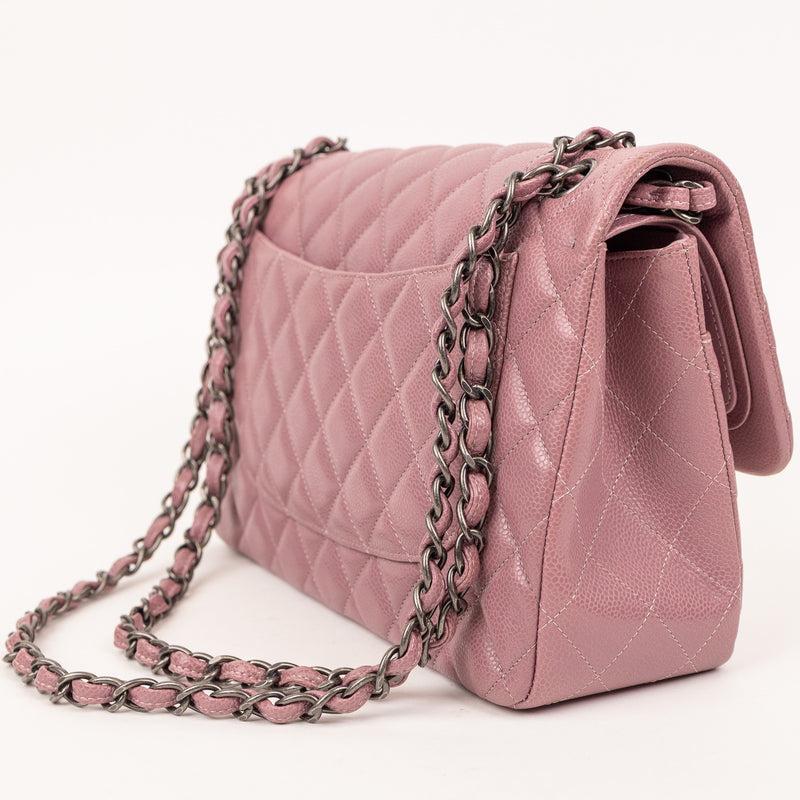 Chanel Jumbo Caviar Purple Double Flap Bag