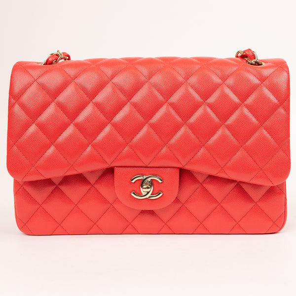 Chanel Jumbo Caviar Red Double Flap Bag