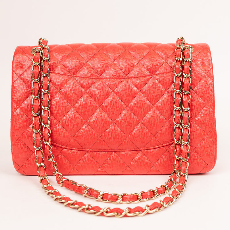 Chanel Jumbo Caviar Red Double Flap Bag