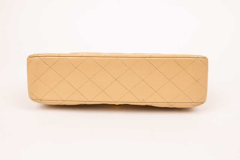 Chanel Beige Classic Double Flap Bag Quilted Lambskin Medium