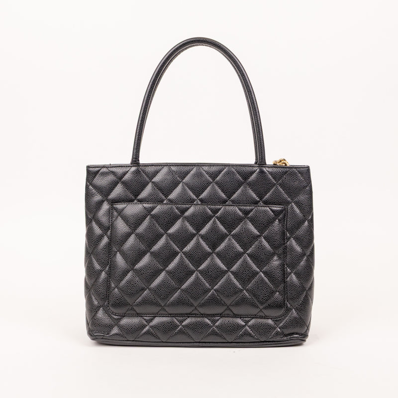 Chanel Medallion Caviar Black Leather Tote Bag