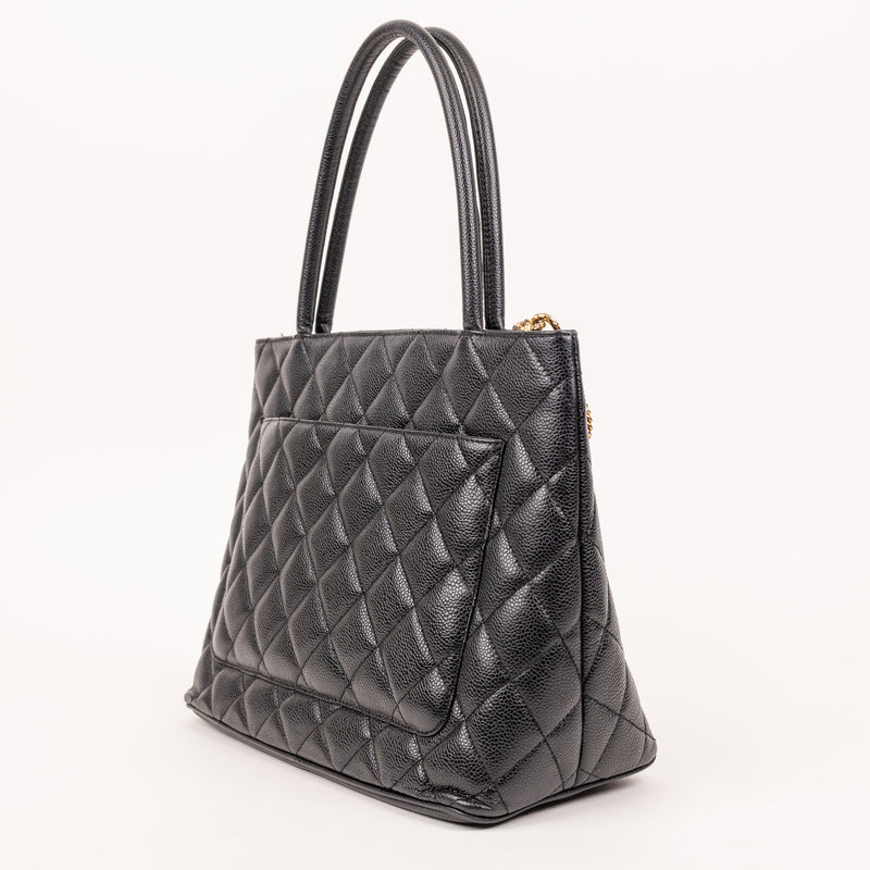 Chanel Medallion Caviar Black Leather Tote Bag