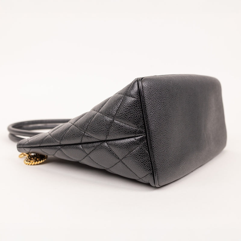 Chanel Medallion Caviar Black Leather Tote Bag
