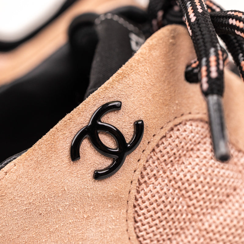 Chanel Beige Pink CC Cap Toe Mesh Sneakers Size 39.5