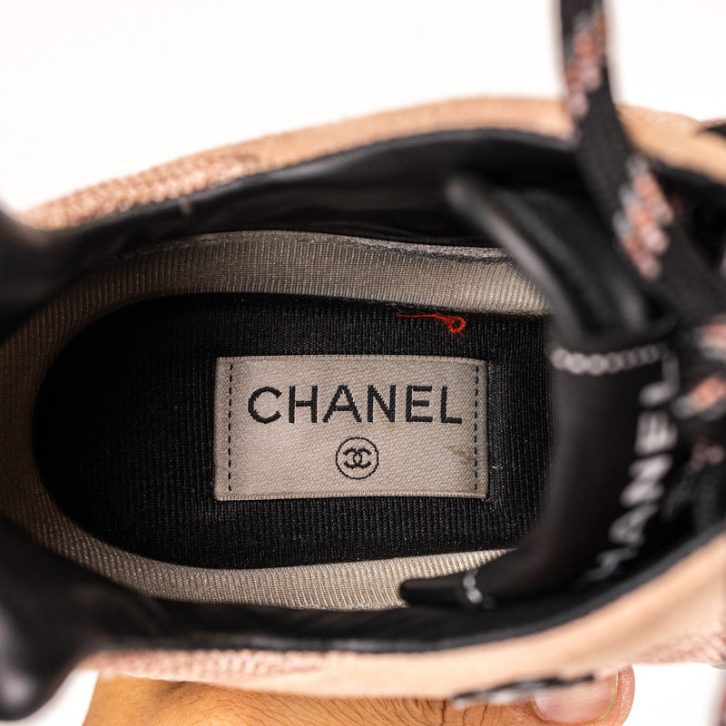 Chanel Beige Pink CC Cap Toe Mesh Sneakers Size 39.5