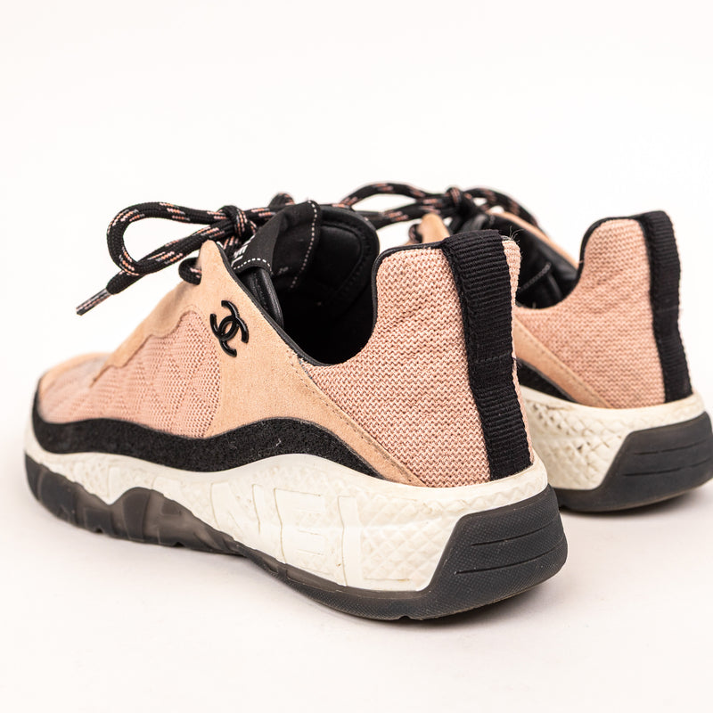 Chanel Beige Pink CC Cap Toe Mesh Sneakers Size 39.5