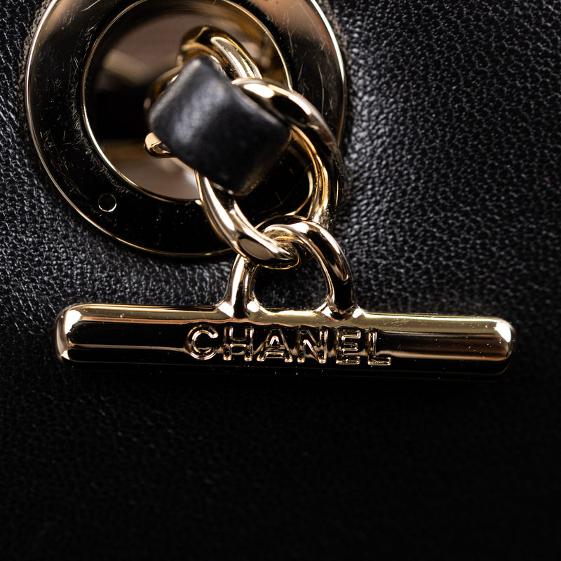 Chanel Black Lambskin Quilted Trendy Top Handle Bag