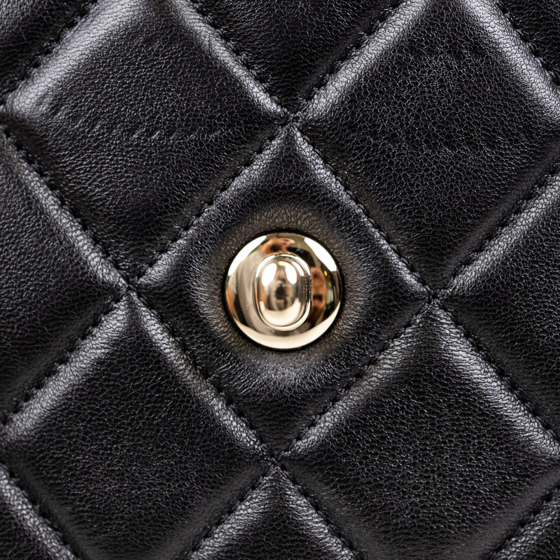 Chanel Black Lambskin Quilted Trendy Top Handle Bag
