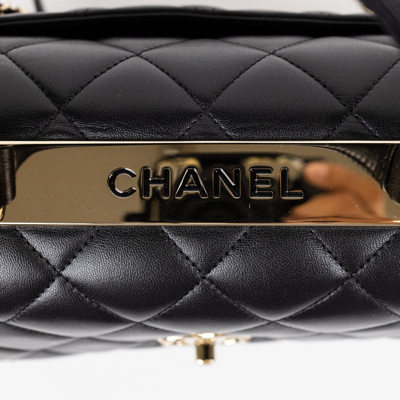 Chanel Black Lambskin Quilted Trendy Top Handle Bag