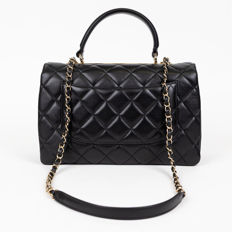 Chanel Black Lambskin Quilted Trendy Top Handle Bag