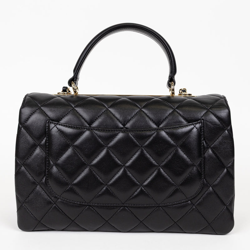 Chanel Black Lambskin Quilted Trendy Top Handle Bag