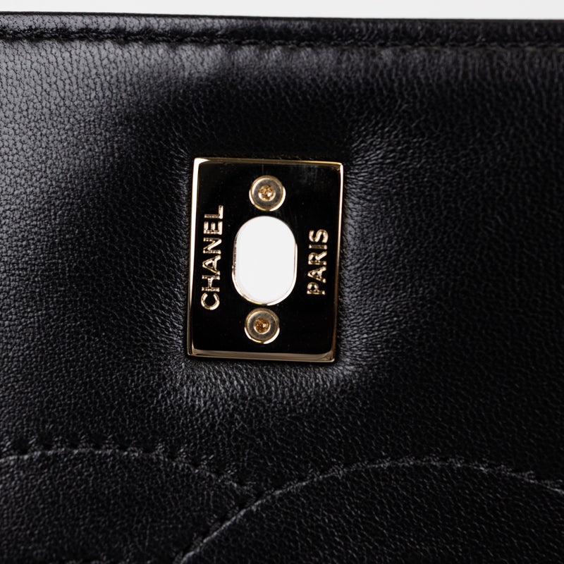 Chanel Black Lambskin Quilted Trendy Top Handle Bag