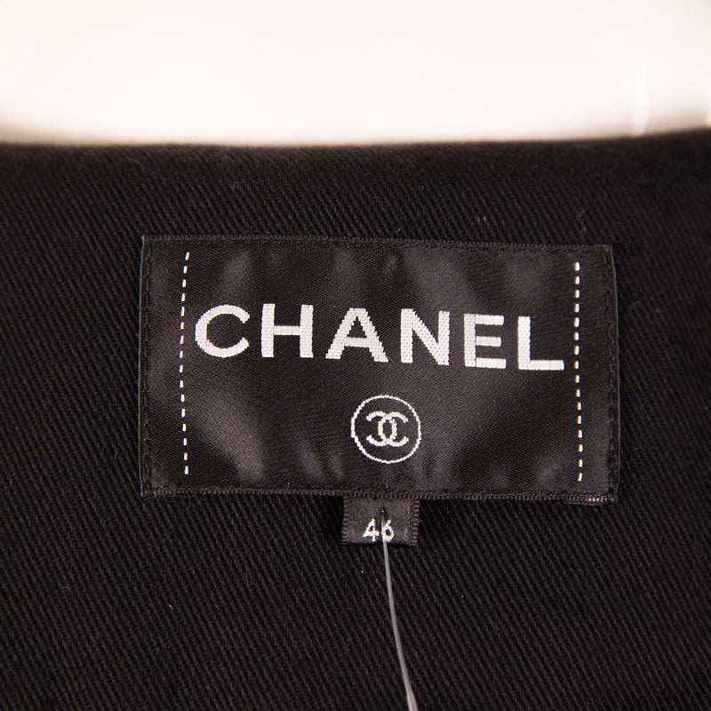 Chanel Black Tweed Four Flap Pocket Jacket Size 46