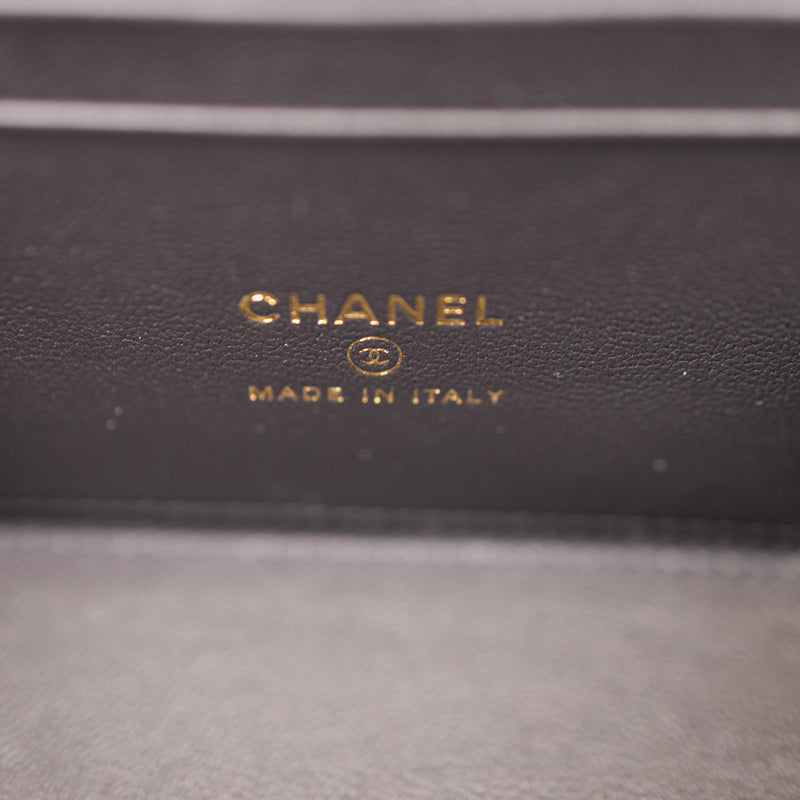 Chanel Gray Caviar Quilted Small Vanity Case With Chain