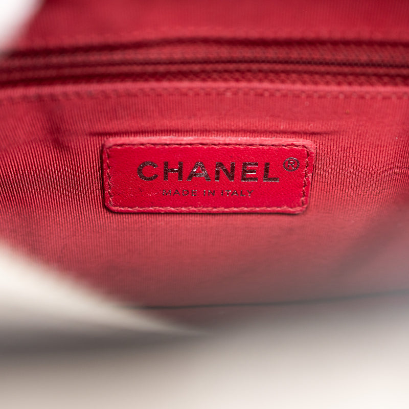 Chanel Gabrielle White and Black Leather Crossbody with Gold and Silver Hardware