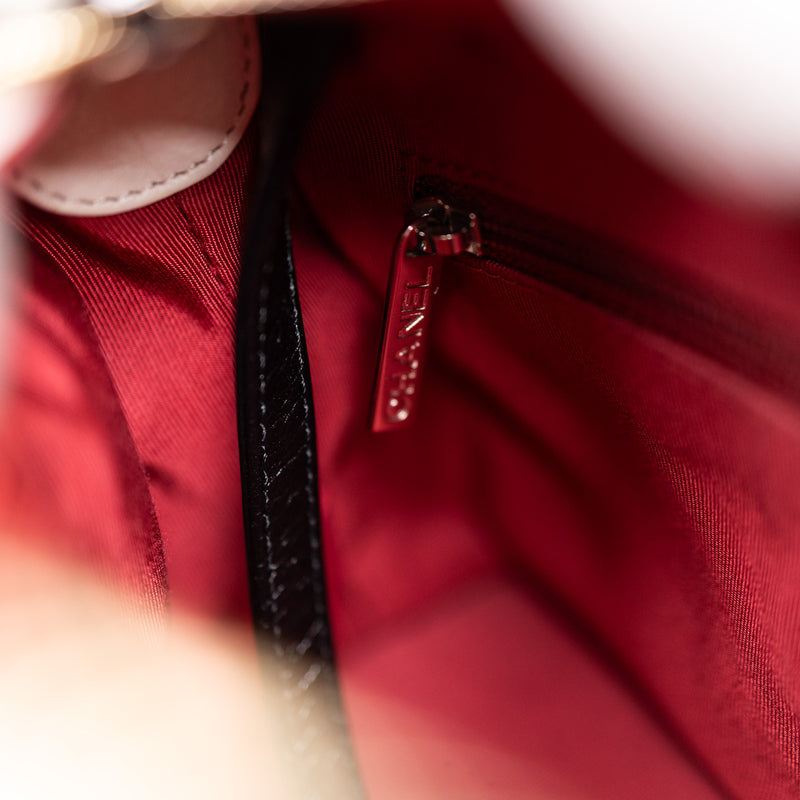 Chanel Gabrielle White and Black Leather Crossbody with Gold and Silver Hardware