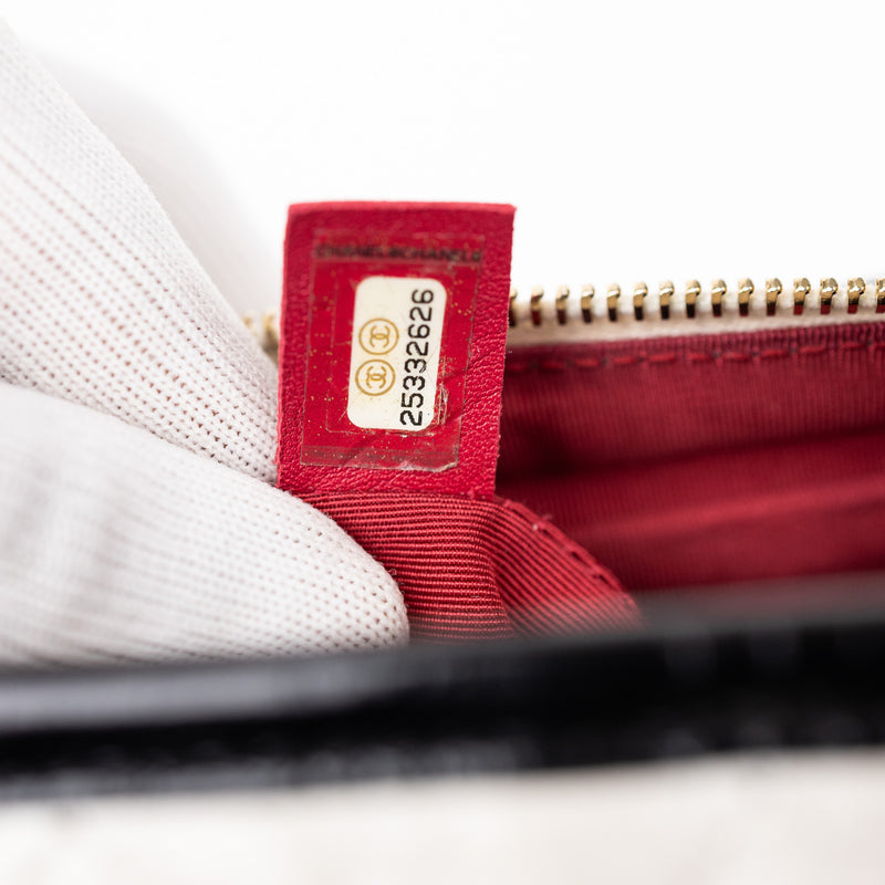 Chanel Gabrielle White and Black Leather Crossbody with Gold and Silver Hardware