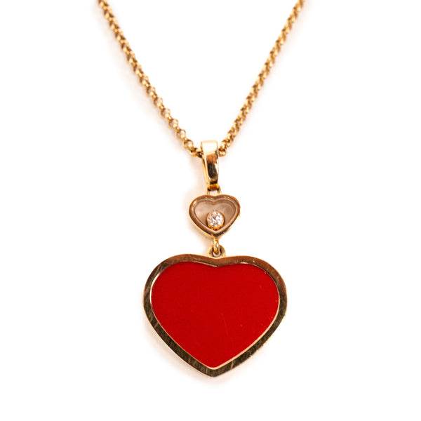 Chopard Red Happy Hearts 18K Gold Necklace
