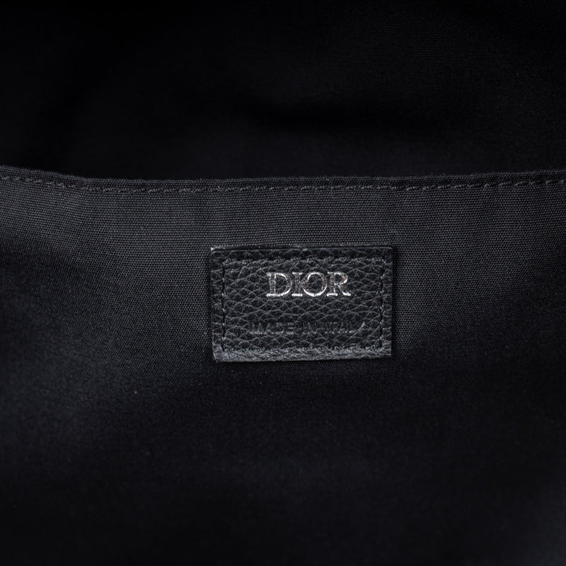 Christian Dior Black Rider Backpack Trotter Print Logo and Leather Trim