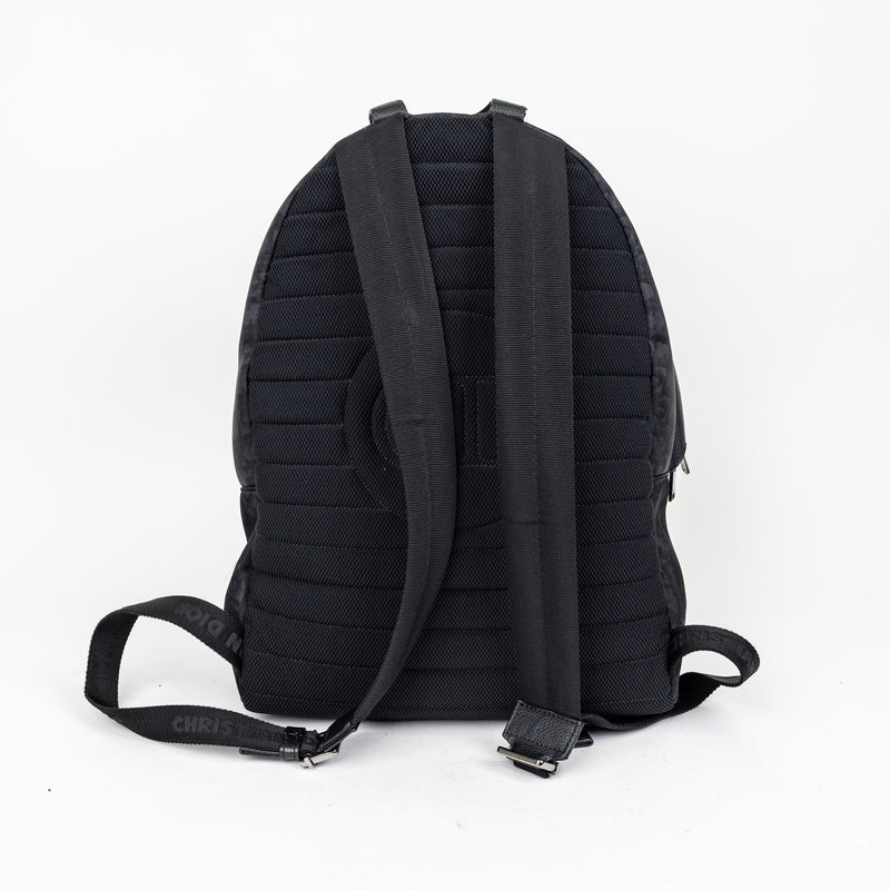 Christian Dior Black Rider Backpack Trotter Print Logo and Leather Trim