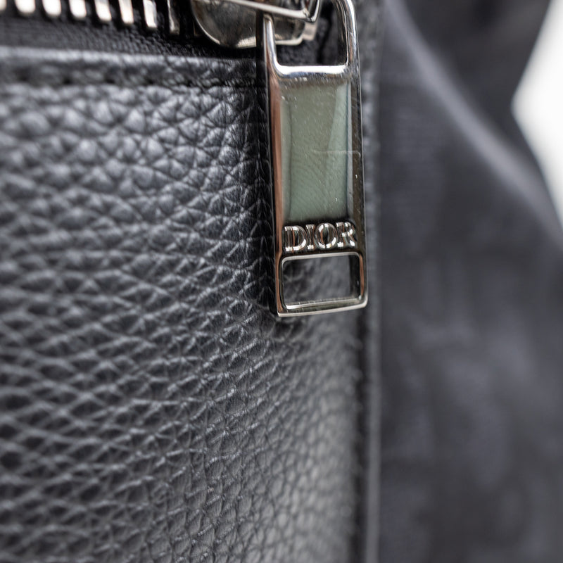 Christian Dior Black Rider Backpack Trotter Print Logo and Leather Trim