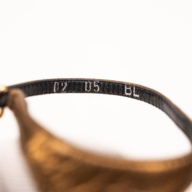 Christian Dior Bronze Gold Leather Cork Wedge Sandals 36