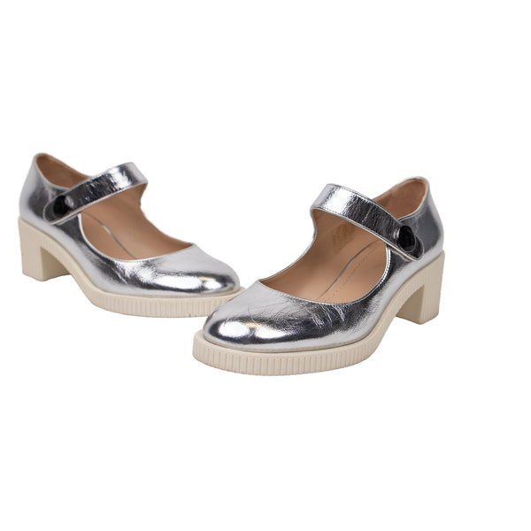 Christian Dior Silver Metallic Leather Mary Jane Shoes Size  display picture 1