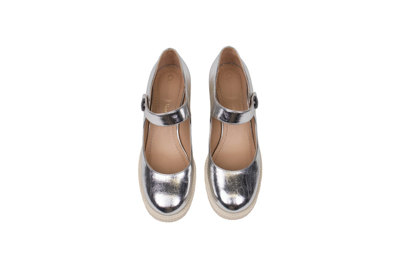 Christian Dior Silver Metallic Leather Mary Jane Shoes Size  display picture 1