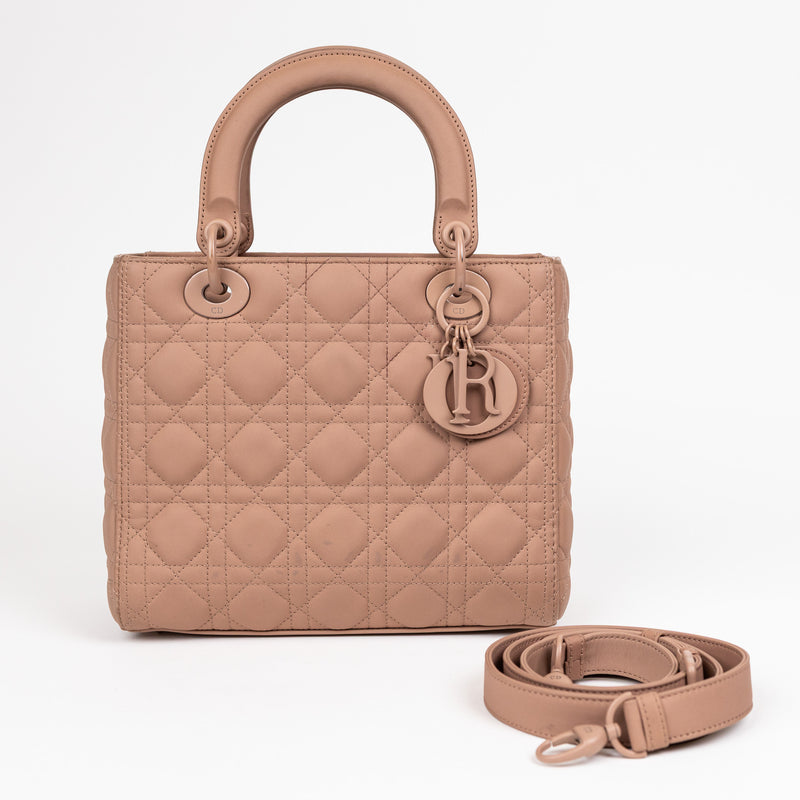 Christian Dior Taupe Matte Leather Cannage ABCDior Lady Dior Bag