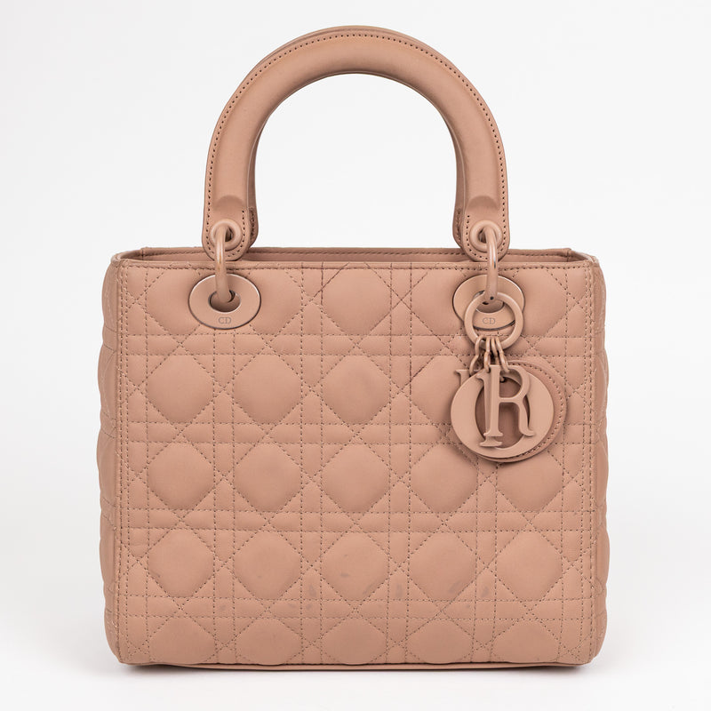 Christian Dior Taupe Matte Leather Cannage ABCDior Lady Dior Bag