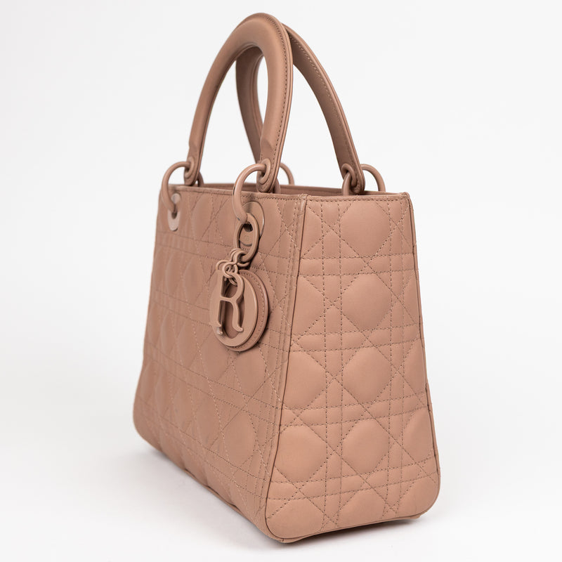 Christian Dior Taupe Matte Leather Cannage ABCDior Lady Dior Bag